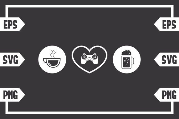 Coffee Beer Gaming Controller Graphics for Crafts & Publishing