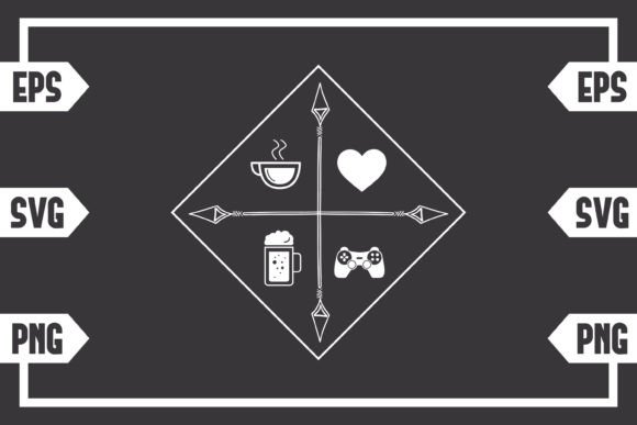 Coffee Heart Beer and Gaming Controller Graphics for Crafts