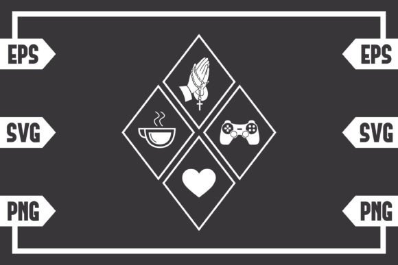 Coffee Jesus Heart and Gaming Controller Graphics for Crafts