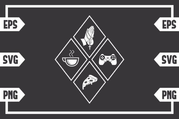 Coffee Jesus Pizza and Gaming Controller Graphics for Crafts