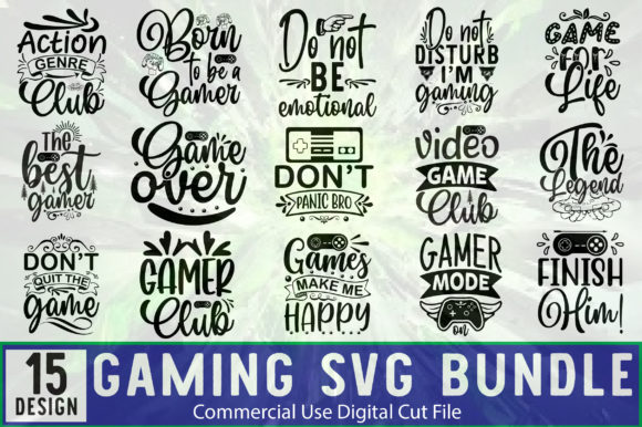 Gaming and Gamer SVG Bundle 15 Designs for Graphics and Crafts