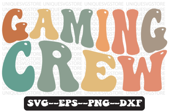 Gaming Crew Retro Wavy Svg Design for Graphics and Crafts