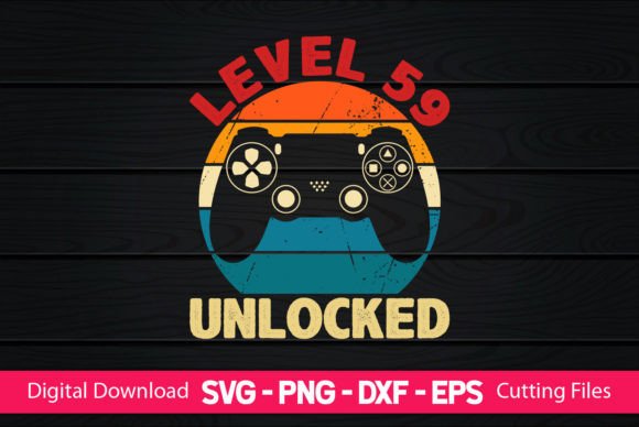 Level 59 Unlocked Gaming Birthday Graphics for Creative Projects