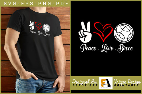 Peace Love Bocce Gaming Lover Design SVG for Crafts and Graphics
